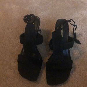 Newport News Black Heels w/Ankle Ties